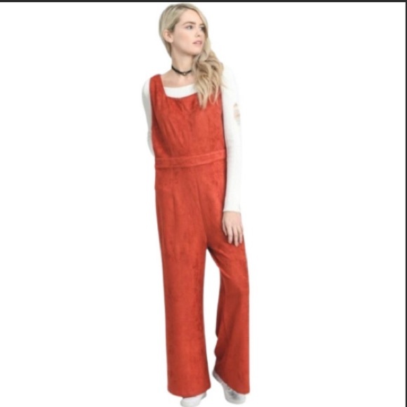 NWT Jodifl Burnt Orange Romper, Zip, Suede (faux) - Picture 5 of 5